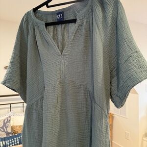GAP cool green crinkle cotton dress NWT